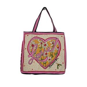 Brighton TC Women Handbags, Tom Clancy's  Roomy Floral LOVE Canvas Tote Bag